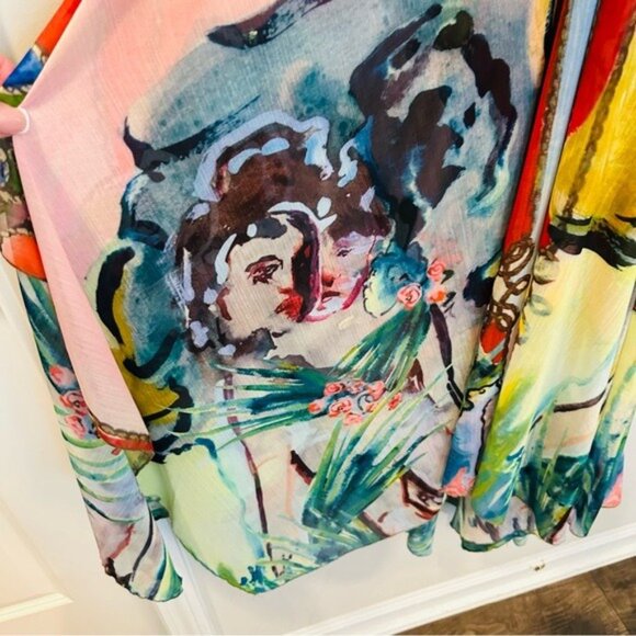 Alice + Olivia Orly Lola Lady Dress Size 2 Boho Resort Maxi Handkerchief Hem - Picture 8 of 14